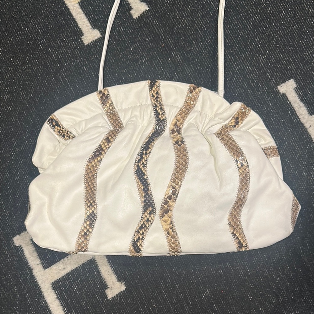 Elegant Vintage (80s)White and Brown Women's Bag